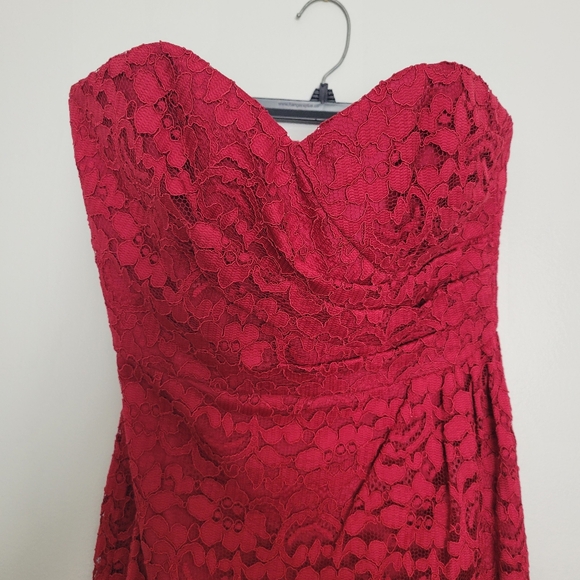 Davids Bridal Apple Red Lace Cocktail Homecoming Wedding Guest Dress Size 8 - Picture 2 of 5